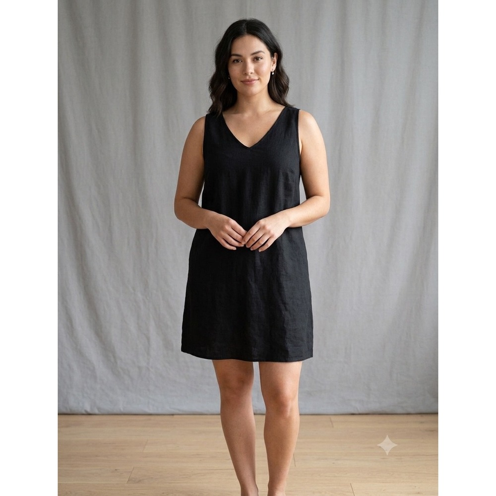 Loft V-Neck Criss Cross‎ Back Dress Womens Large Black Excellent